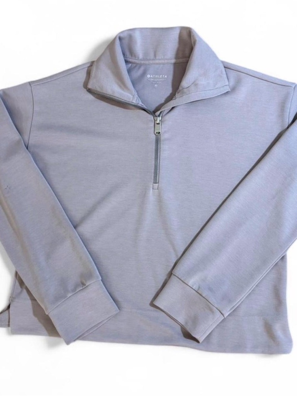 Athleta Light Gray Quarter-Zip Pullover Sweater